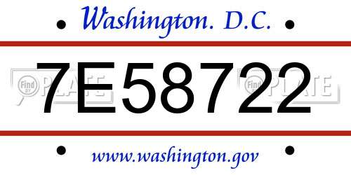 7E58722 District Of Columbia License Plate