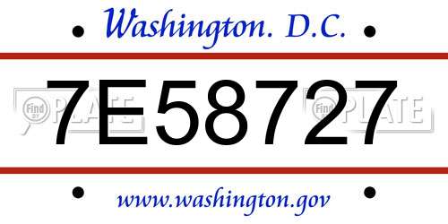 7E58727 District Of Columbia License Plate