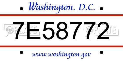 7E58772 District Of Columbia License Plate
