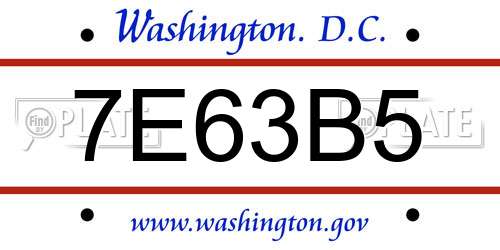 7E63B5 District Of Columbia License Plate