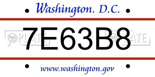 7E63B8 District Of Columbia License Plate