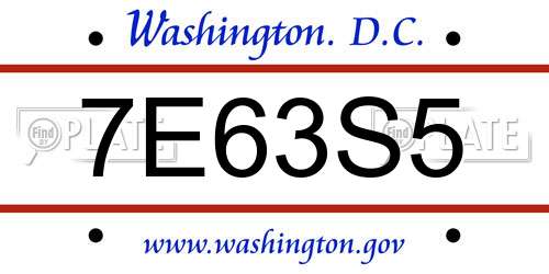 7E63S5 District Of Columbia License Plate