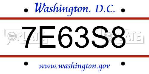 7E63S8 District Of Columbia License Plate