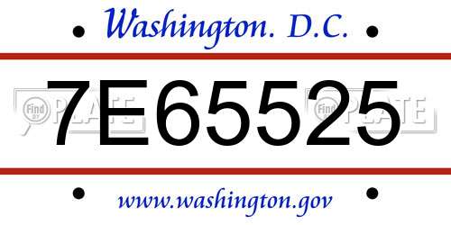 7E65525 District Of Columbia License Plate