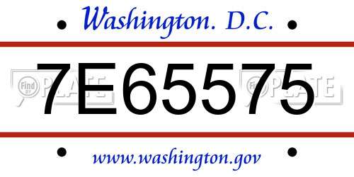 7E65575 District Of Columbia License Plate