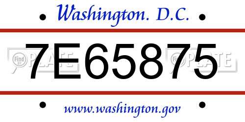 7E65875 District Of Columbia License Plate