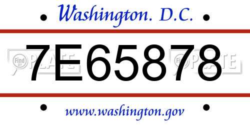 7E65878 District Of Columbia License Plate