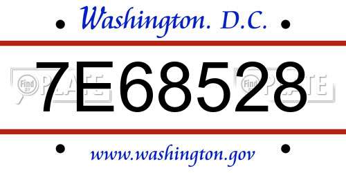 7E68528 District Of Columbia License Plate