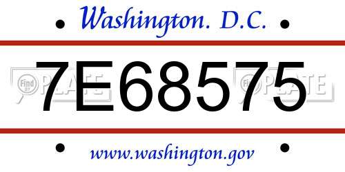 7E68575 District Of Columbia License Plate