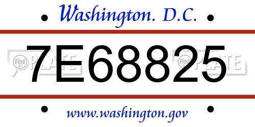 7E68825 District Of Columbia License Plate