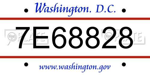 7E68828 District Of Columbia License Plate