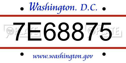 7E68875 District Of Columbia License Plate