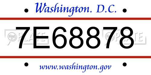 7E68878 District Of Columbia License Plate
