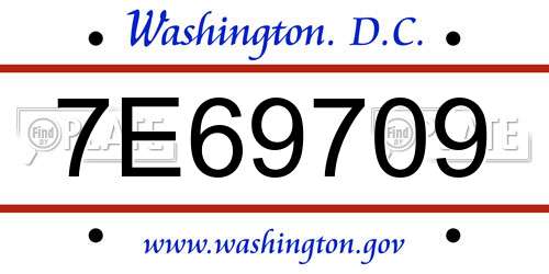 7E69709 District Of Columbia License Plate