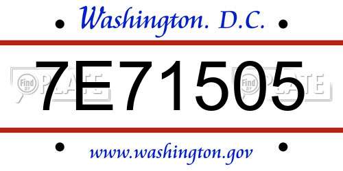 7E71505 District Of Columbia License Plate