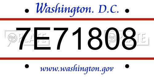 7E71808 District Of Columbia License Plate