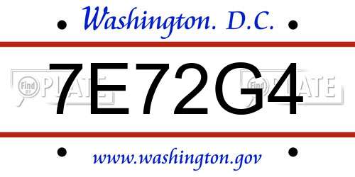 7E72G4 District Of Columbia License Plate