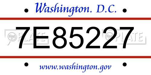7E85227 District Of Columbia License Plate