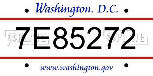 7E85272 District Of Columbia License Plate