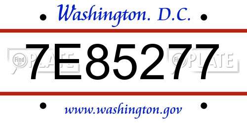 7E85277 District Of Columbia License Plate