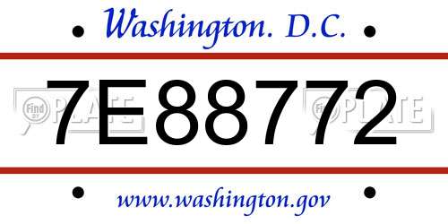 7E88772 District Of Columbia License Plate
