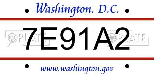 7E91A2 District Of Columbia License Plate