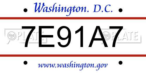 7E91A7 District Of Columbia License Plate
