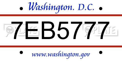 7EB5777 District Of Columbia License Plate