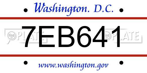 7EB641 District Of Columbia License Plate