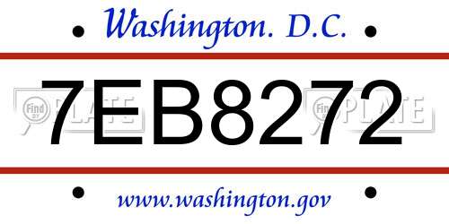 7EB8272 District Of Columbia License Plate