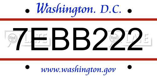 7EBB222 District Of Columbia License Plate