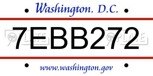 7EBB272 District Of Columbia License Plate