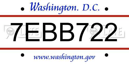7EBB722 District Of Columbia License Plate