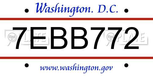 7EBB772 District Of Columbia License Plate