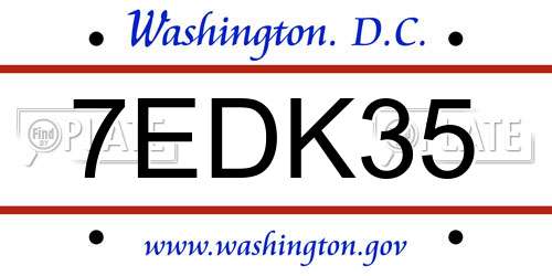 7EDK35 District Of Columbia License Plate