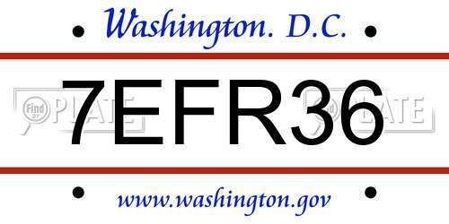 7EFR36 District Of Columbia License Plate
