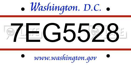 7EG5528 District Of Columbia License Plate