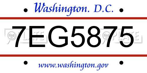 7EG5875 District Of Columbia License Plate