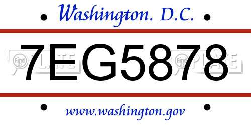 7EG5878 District Of Columbia License Plate