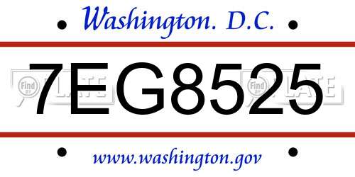 7EG8525 District Of Columbia License Plate