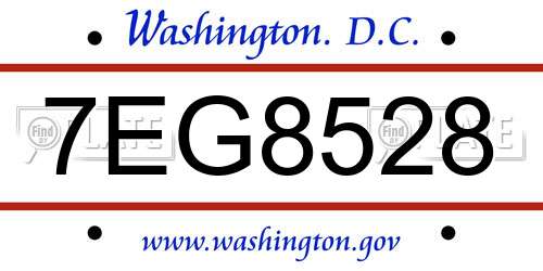 7EG8528 District Of Columbia License Plate