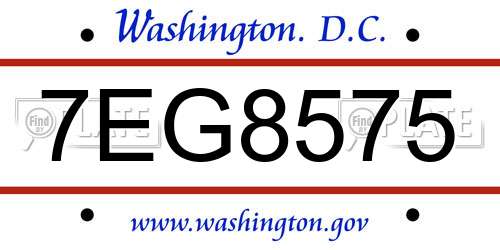 7EG8575 District Of Columbia License Plate