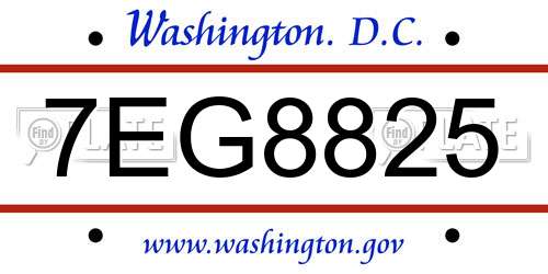 7EG8825 District Of Columbia License Plate