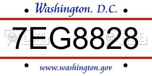7EG8828 District Of Columbia License Plate