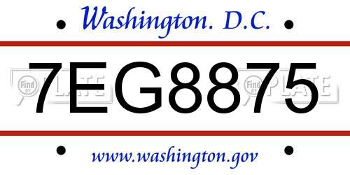 7EG8875 District Of Columbia License Plate