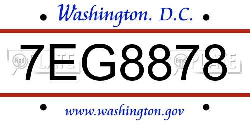 7EG8878 District Of Columbia License Plate