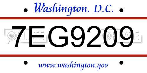7EG9209 District Of Columbia License Plate