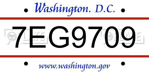 7EG9709 District Of Columbia License Plate