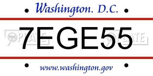7EGE55 District Of Columbia License Plate