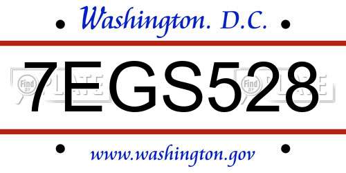 7EGS528 District Of Columbia License Plate